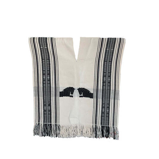 Poncho Artesanal Diseño Blanco Fino