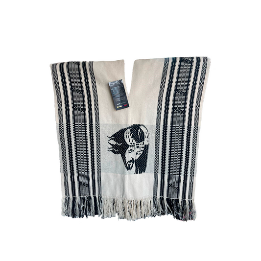 Poncho Artesanal Diseño Blanco Fino