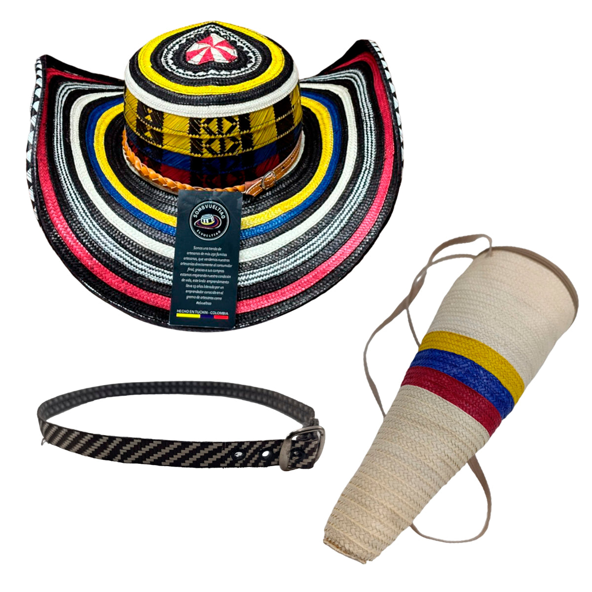 Sombrero 15 Fibras Tricolor Exclusivo + Estuche + Correa