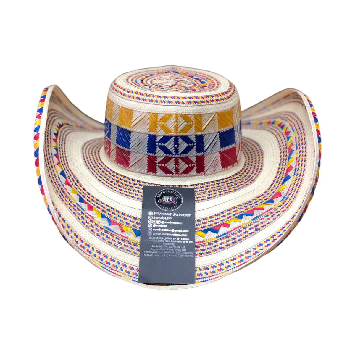 Sombrero 23 Fibras Beige con Diseño Tricolor