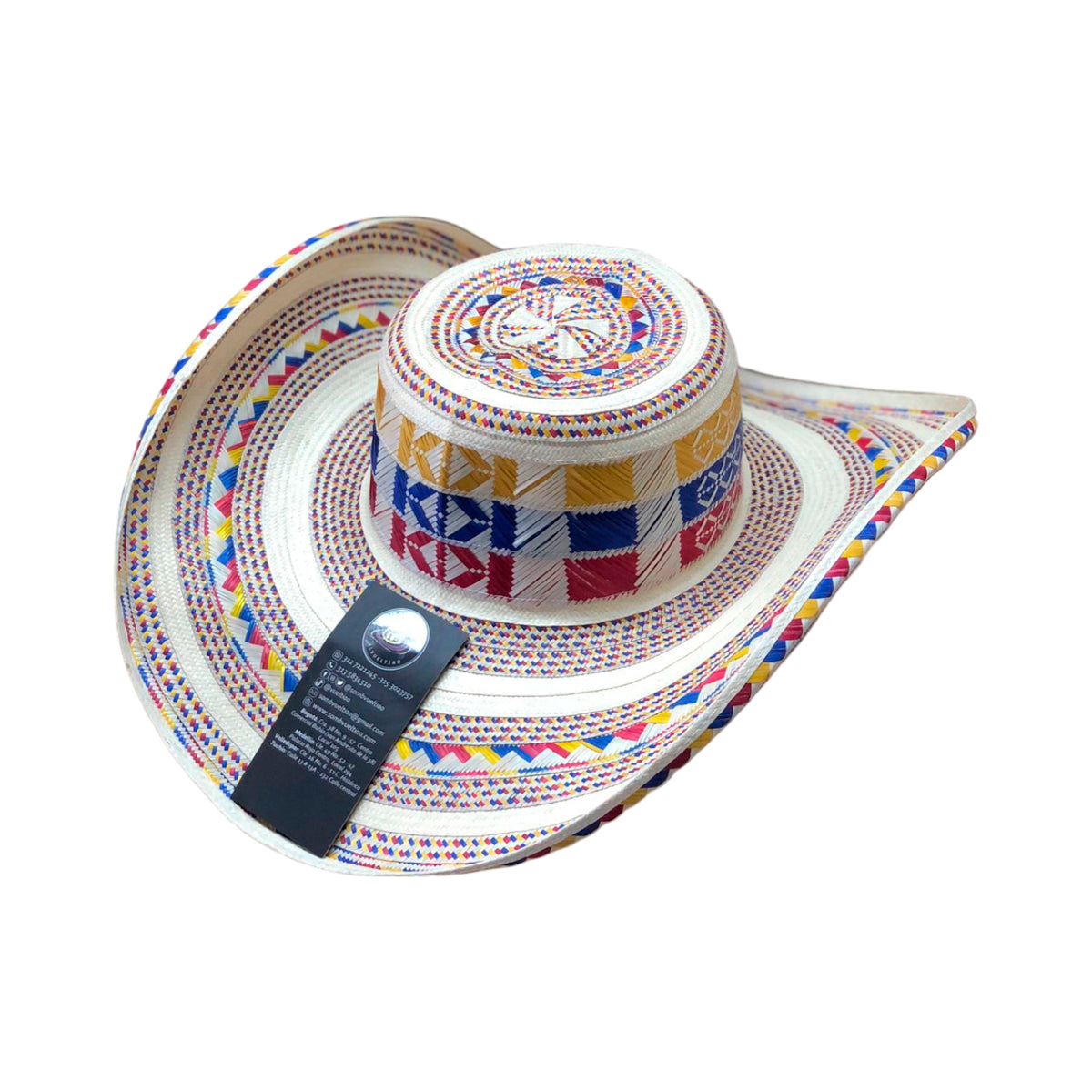 Sombrero 23 Fibras Beige con Diseño Tricolor