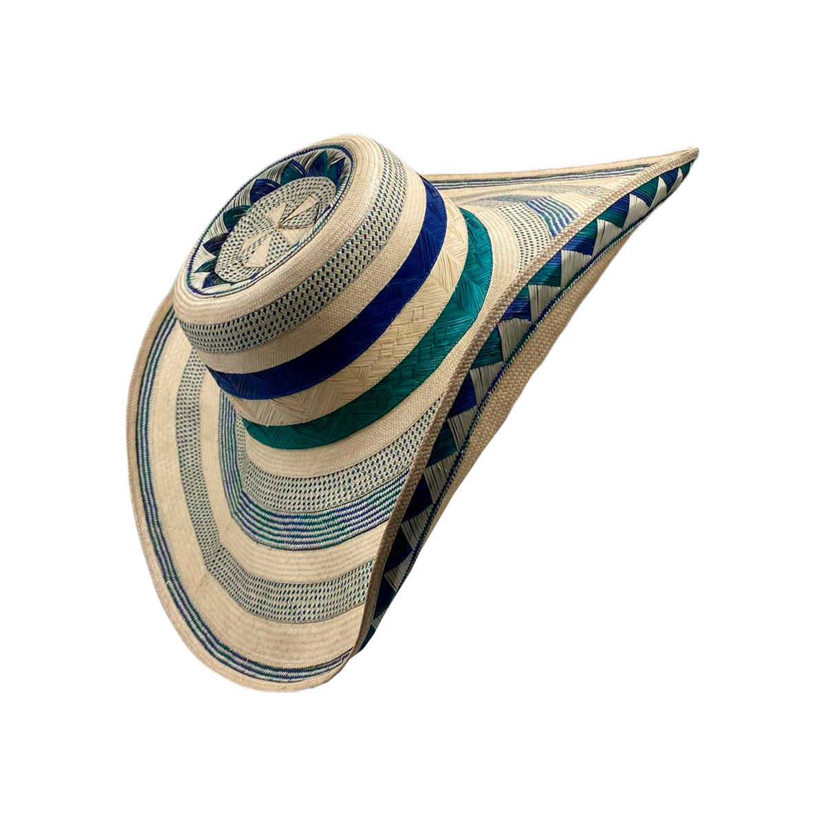 Sombrero 33 Fibras Extrafino Beige Tonos Azules