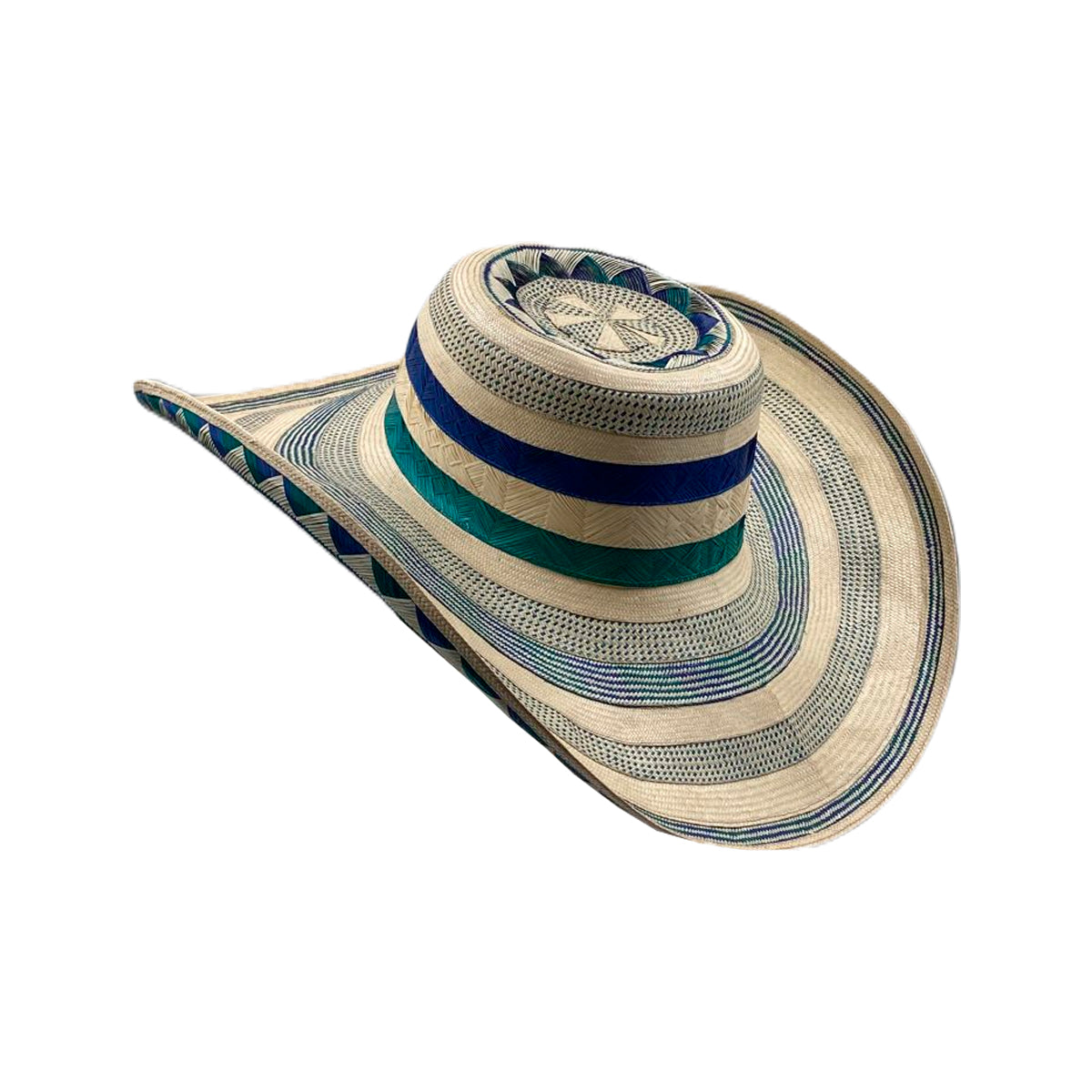 Sombrero 33 Fibras Extrafino Beige Tonos Azules