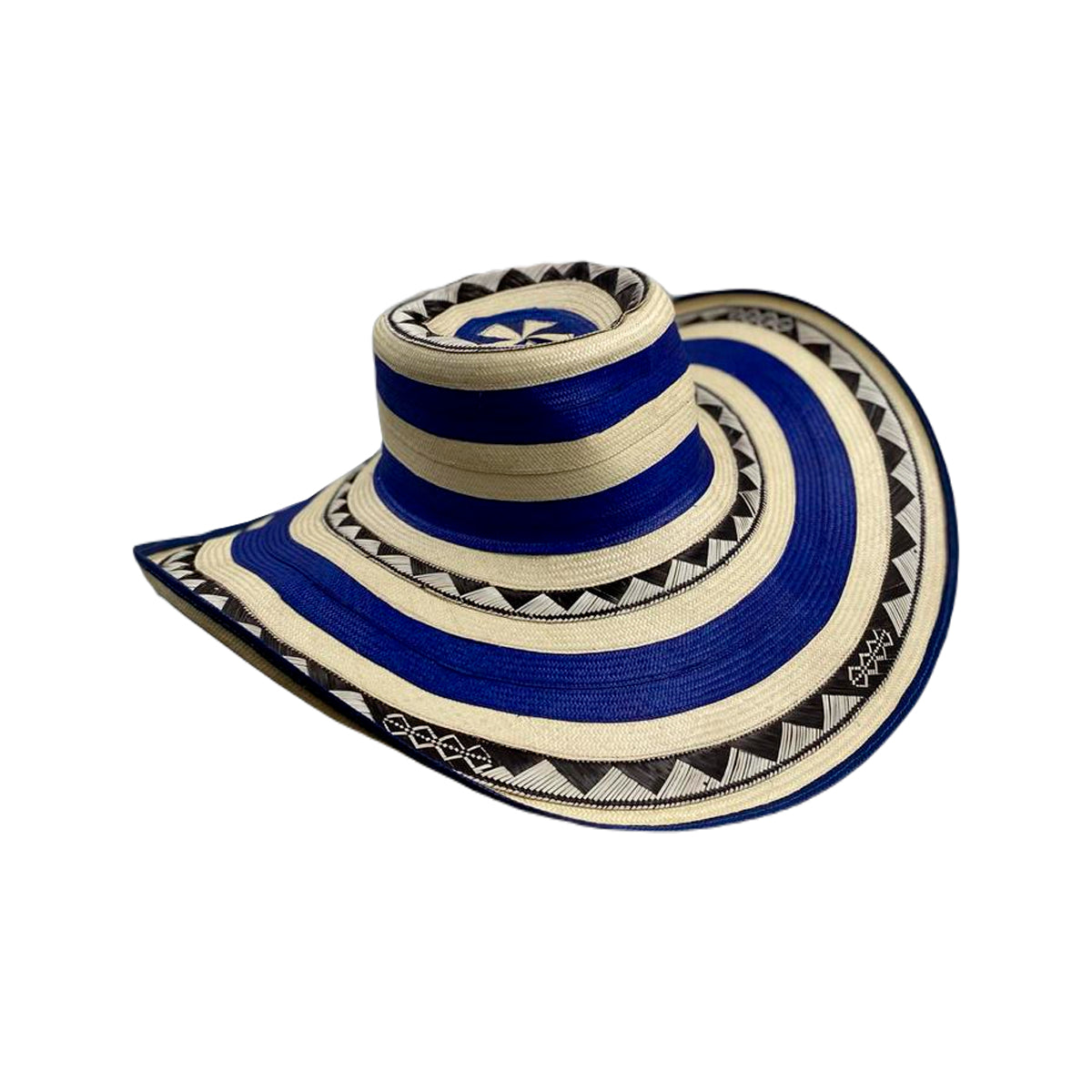 Sombrero 33 Fibras Extrafino Azul con Beige