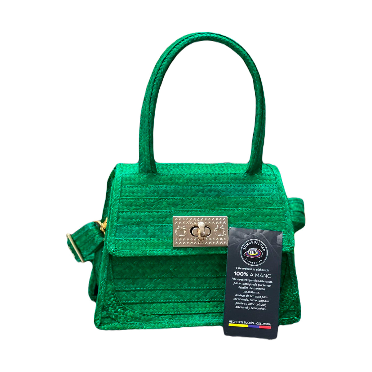 Cartera Exclusiva Artesanal Verde a Mano