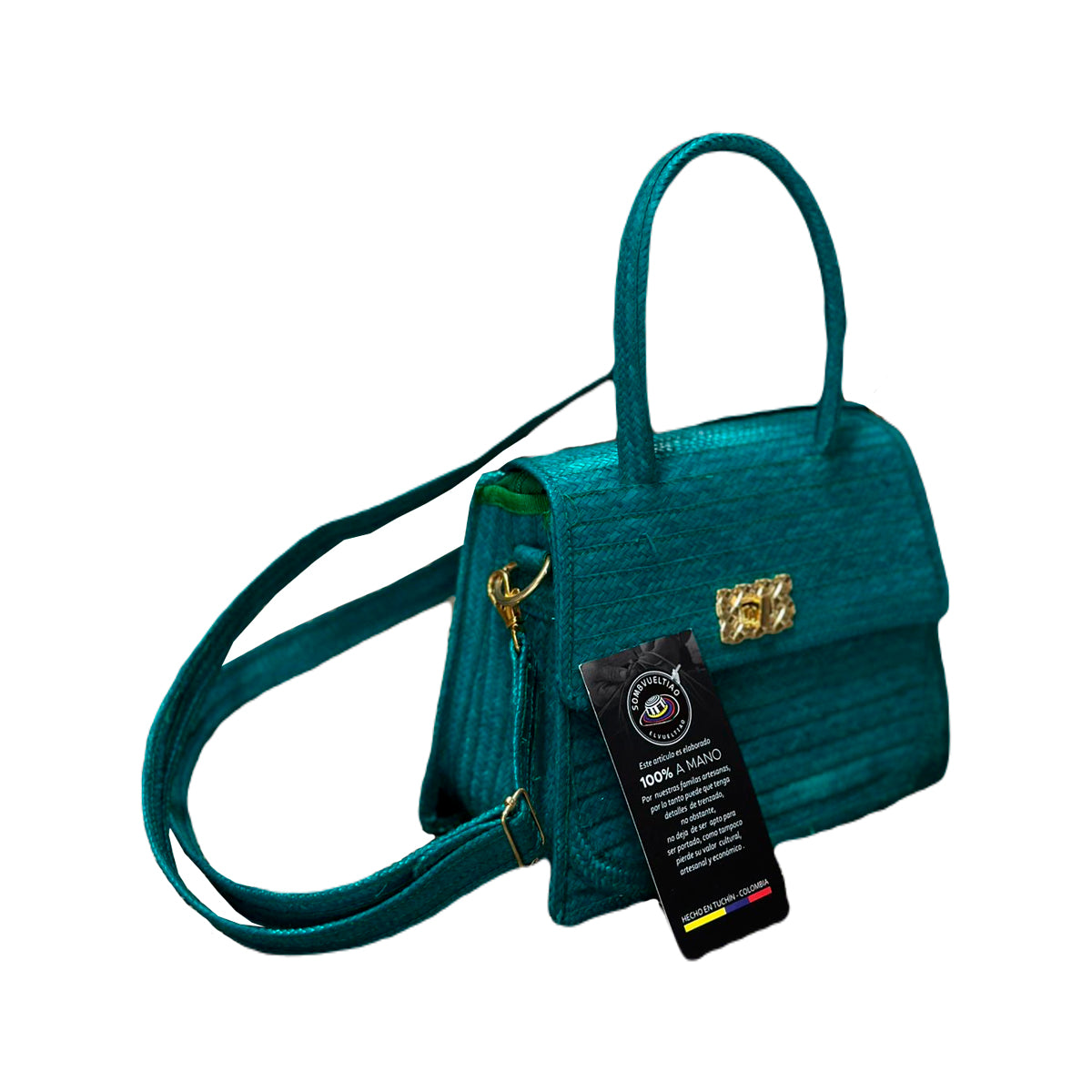 Cartera Exclusiva Artesanal Diseño Verde 2