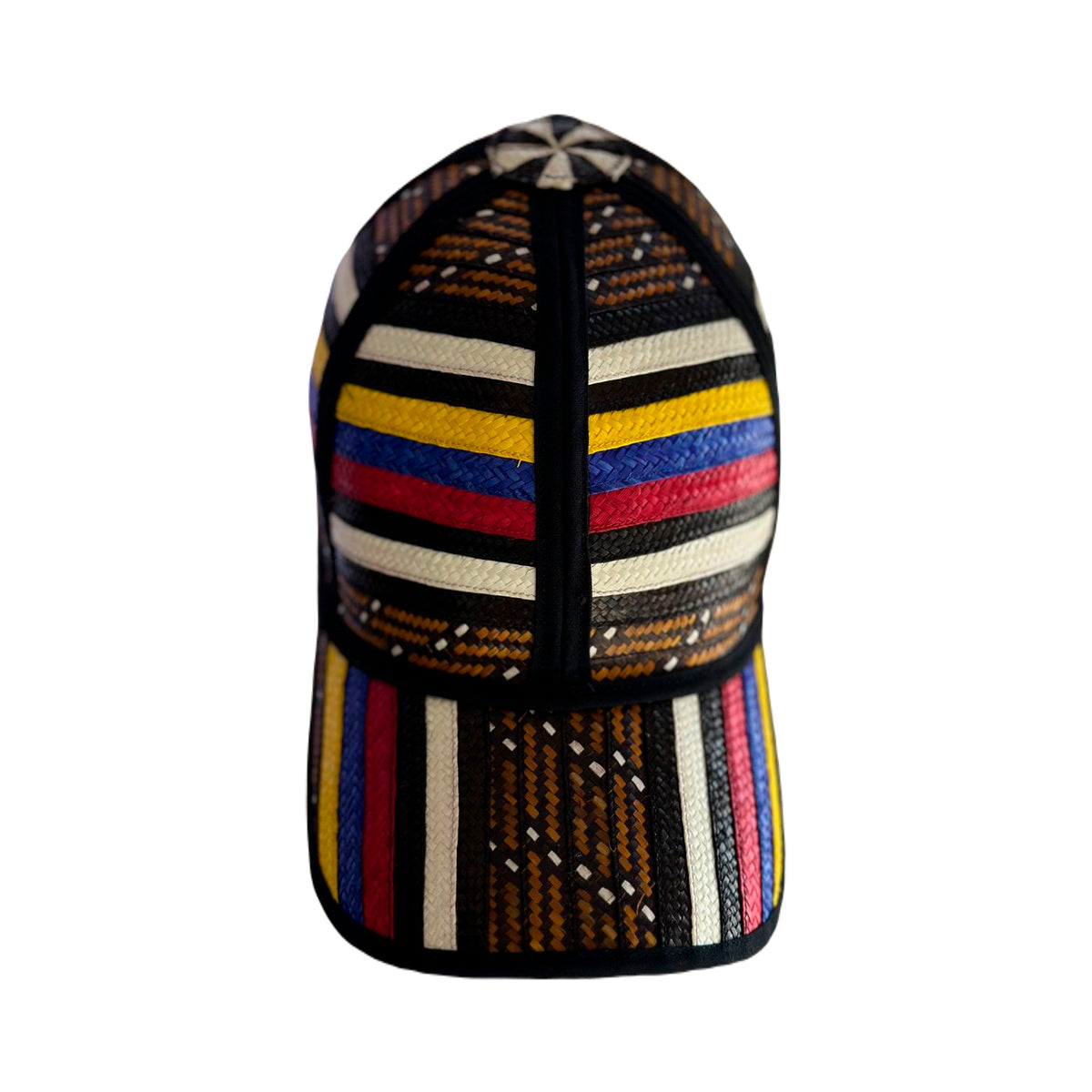 Gorra Artesanal en Caña Flecha Marrón Diseño Tricolor