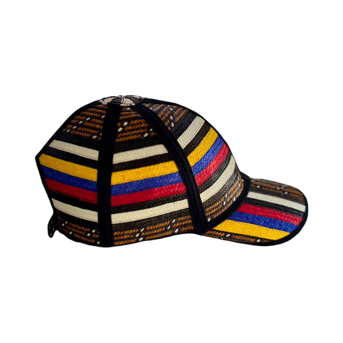 Gorra Artesanal en Caña Flecha Marrón Diseño Tricolor