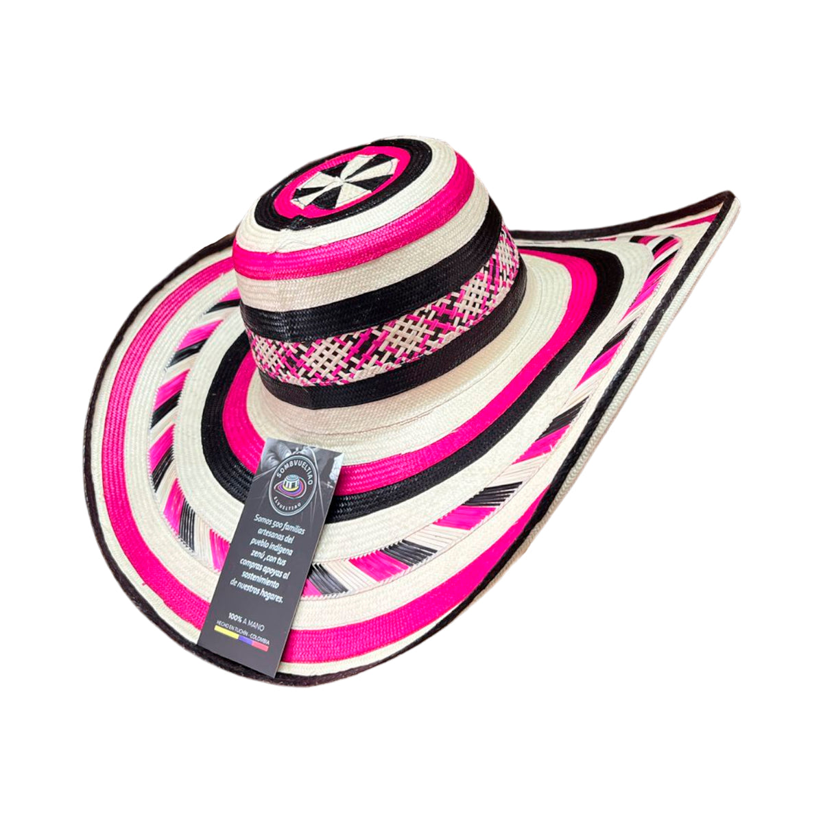 Sombrero 27 Fibras Fucsia Tejido Caña Flecha