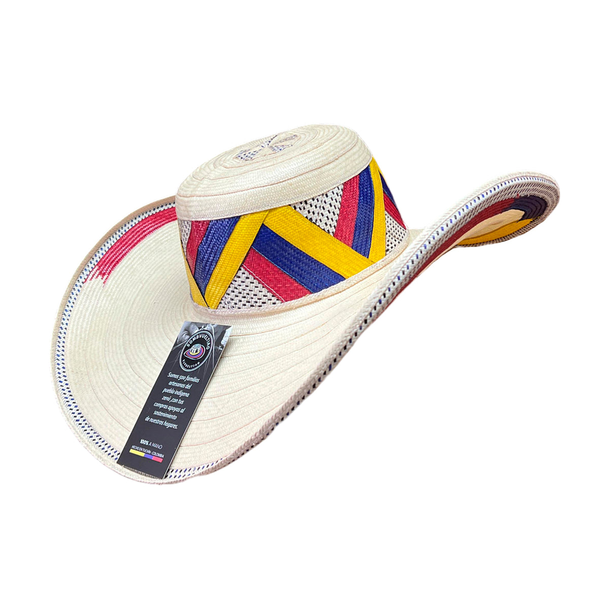 Sombrero 31 Fibras Beige con Diseño Tricolor