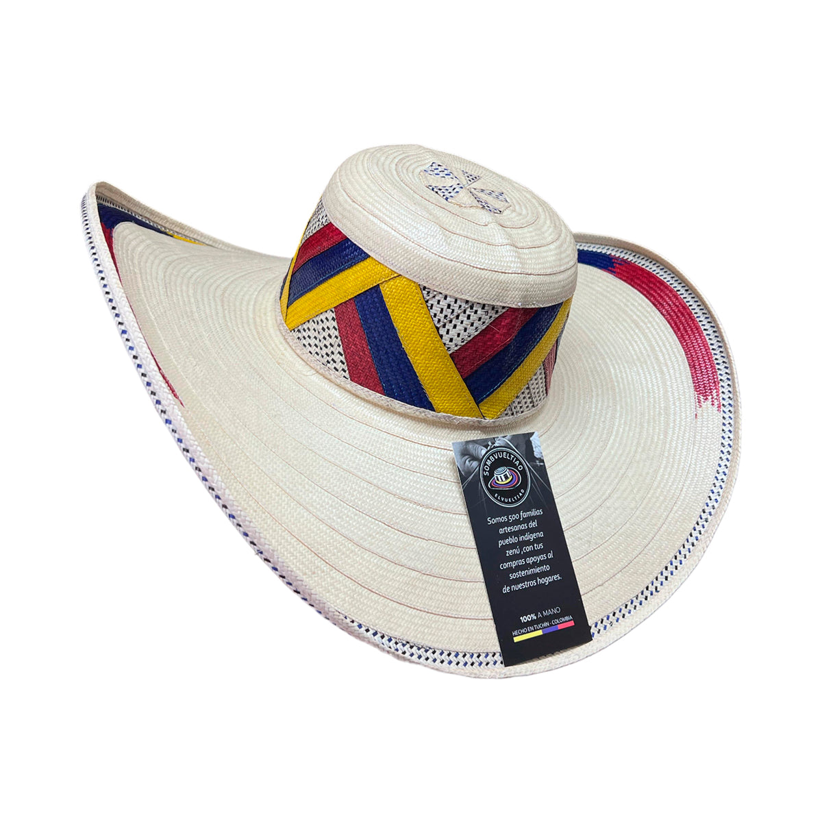 Sombrero 27 Fibras Beige con Diseño Tricolor