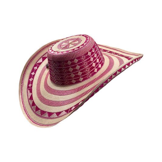 Sombrero 27 Fibras Exclusivo Fucsia Beige