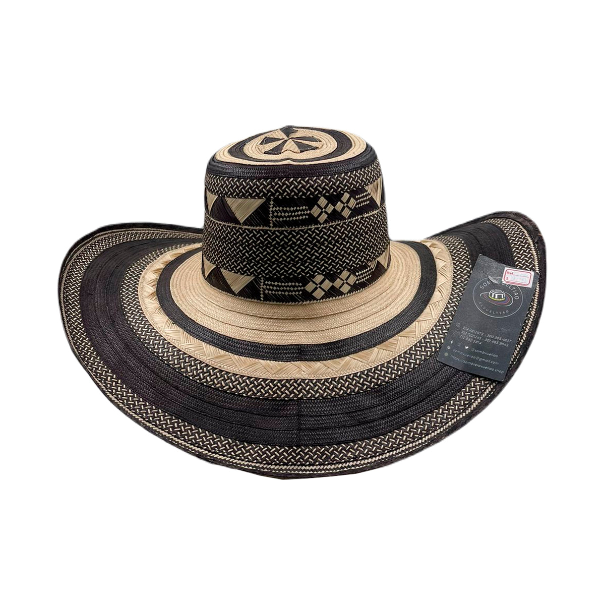 Sombrero 23 Fibras Exclusivo Diseño Negro Beige