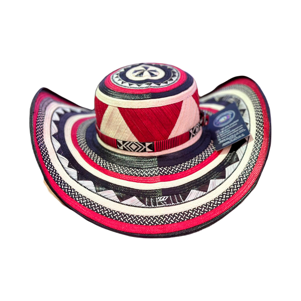 Sombrero 23 Fibras Triangular Diseño Rojo