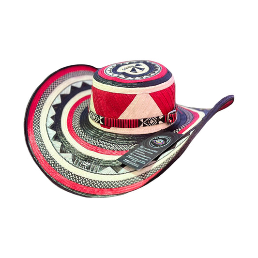 Sombrero 23 Fibras Triangular Diseño Rojo