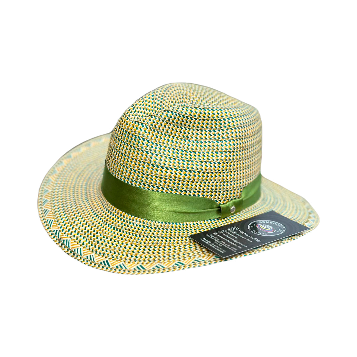 Sombrero Panameño Verde Diseño Caña Flecha