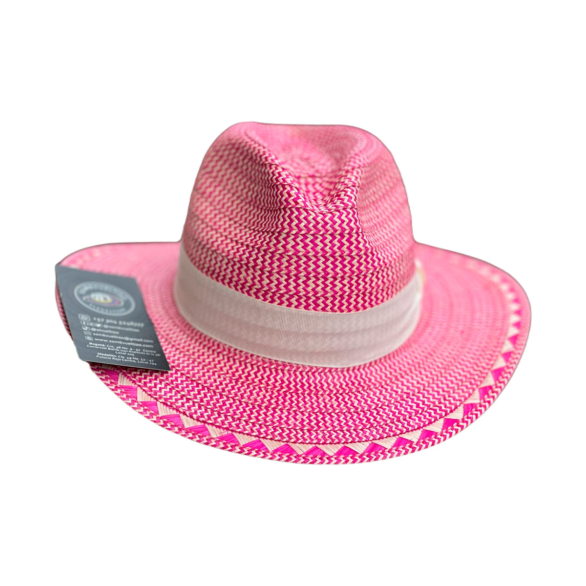 Sombrero Panameño Fucsia Diseño Fino a Mano