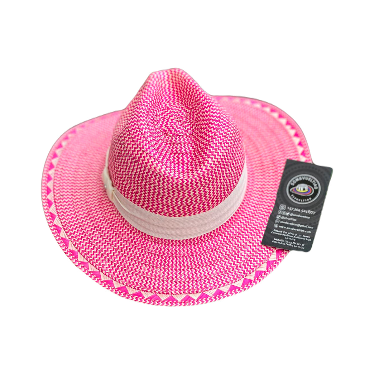 Sombrero Panameño Fucsia Diseño Fino a Mano