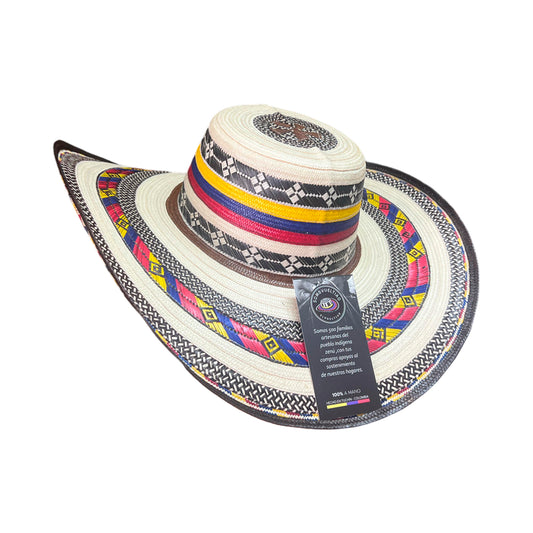 Sombrero 23 Fibras Diseño Beige con Líneas Colombianas