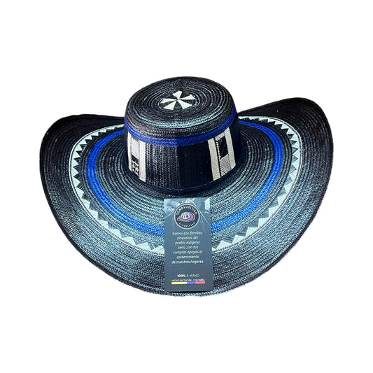 Sombrero 23 Fibras Picadillo Azul y Negro