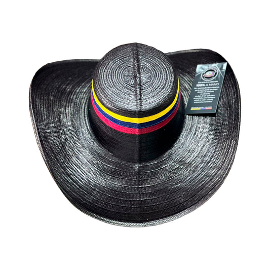 Sombrero 23 Fibras Negro Líneas Colombianas