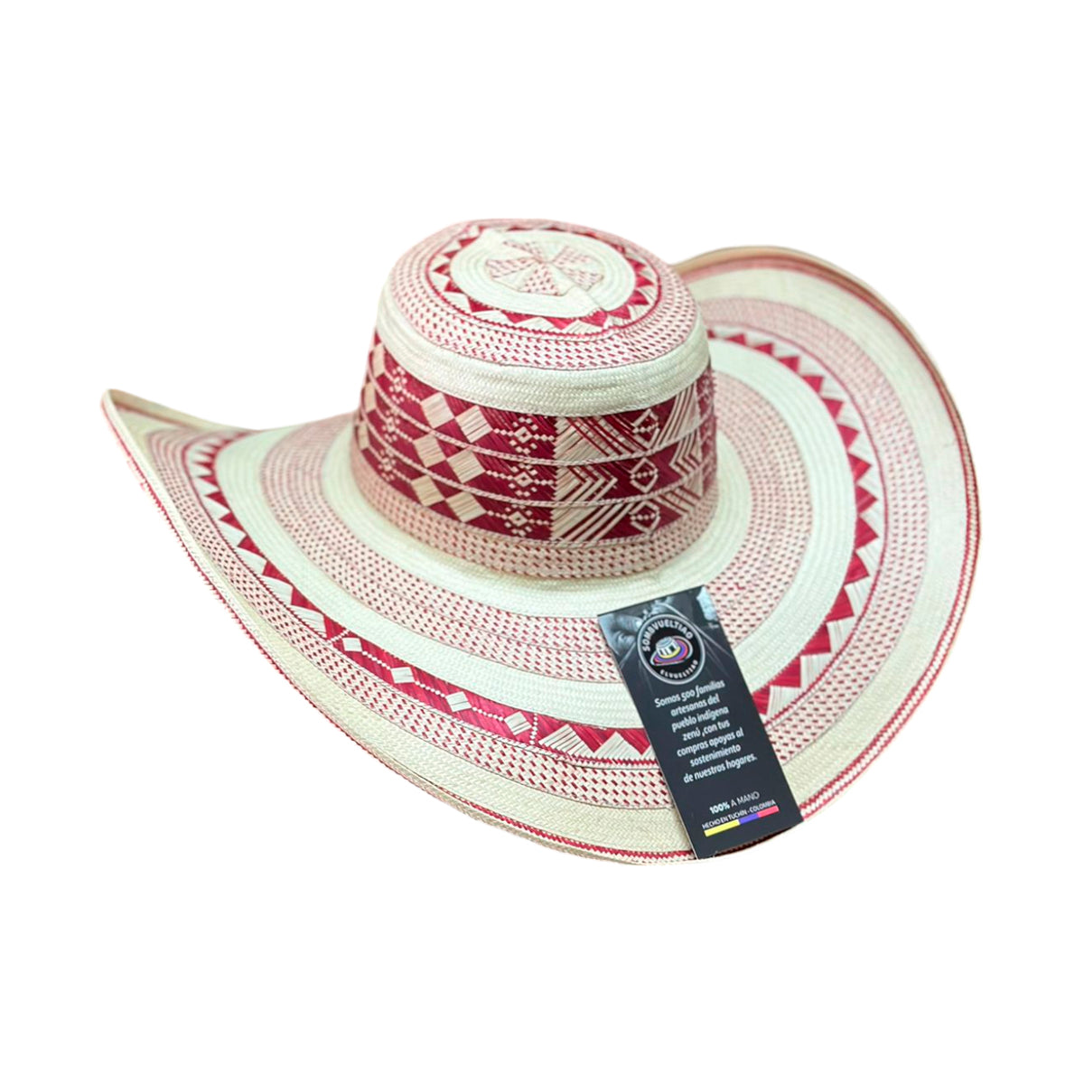 Sombrero 27 Fibras Diseño Vino Tinto Extrafino