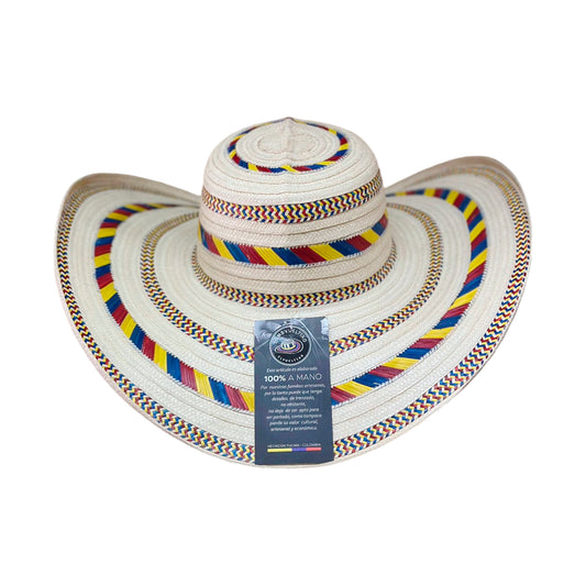 Sombrero 15 Fibras Económico Beige con Tricolor