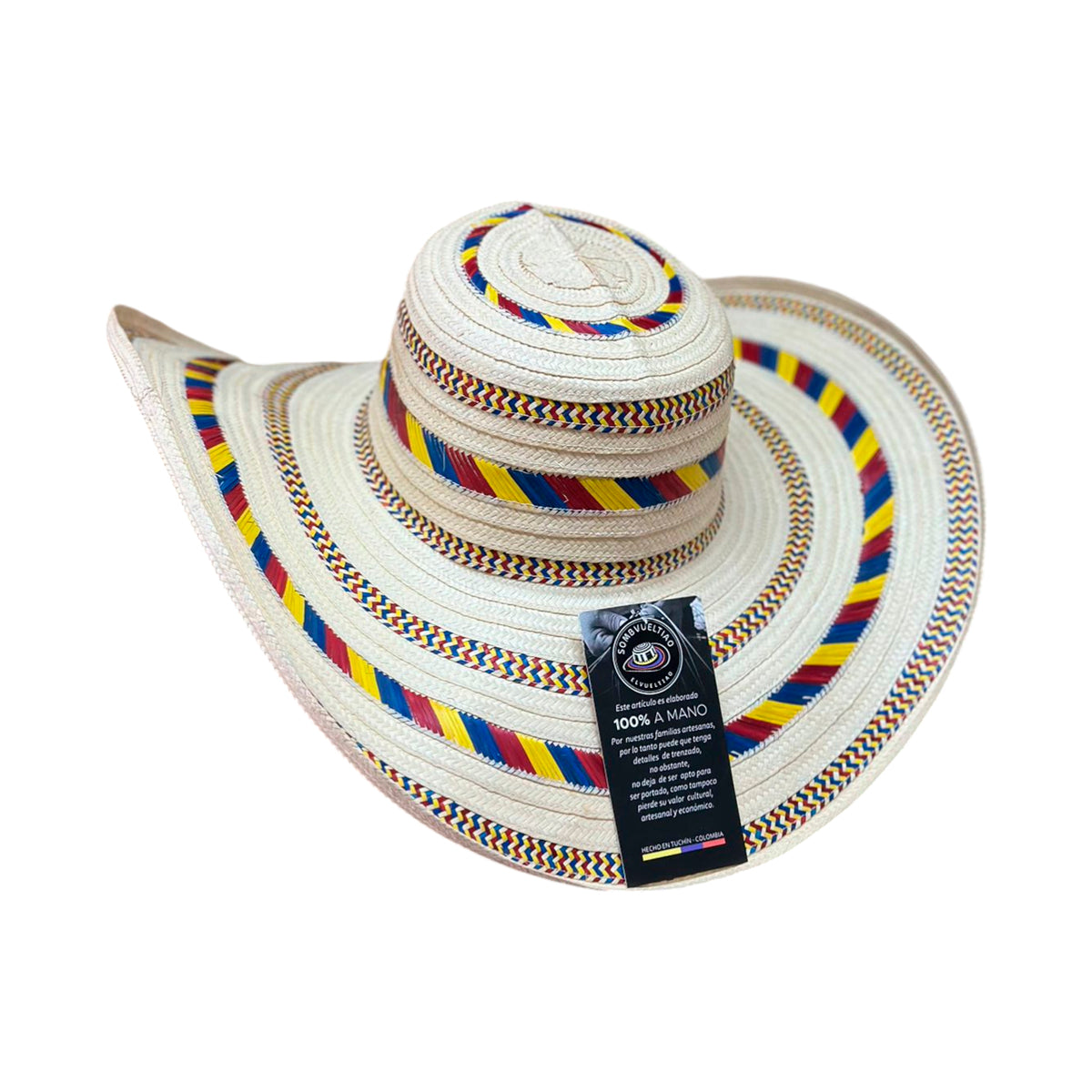 Sombrero 15 Fibras Económico Beige con Tricolor