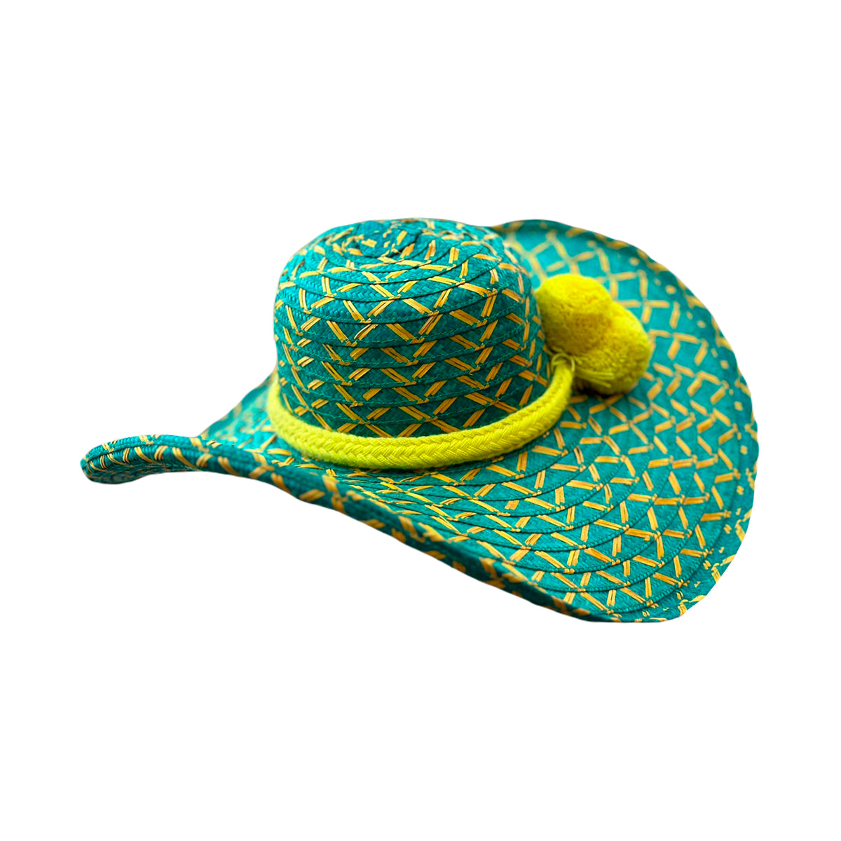 Sombrero Exclusivo con Pompones Verde