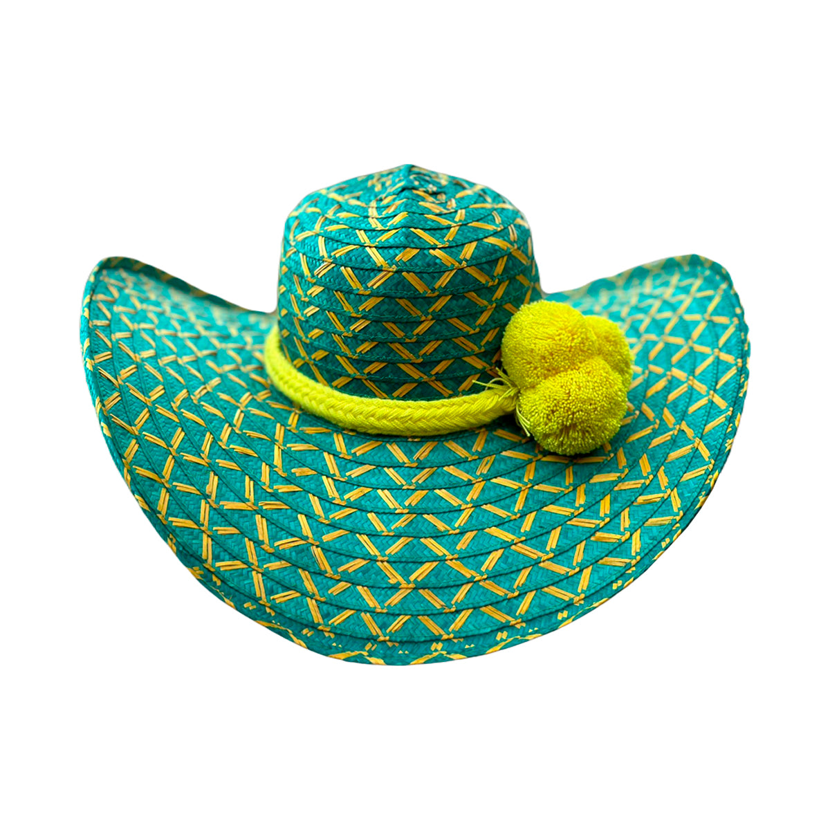 Sombrero Exclusivo con Pompones Verde