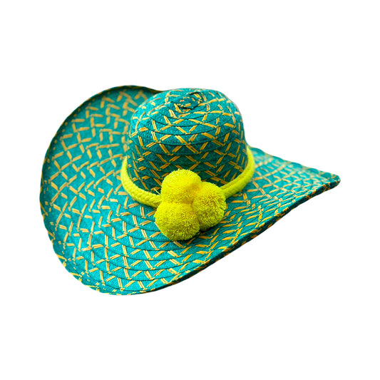 Sombrero Exclusivo con Pompones Verde