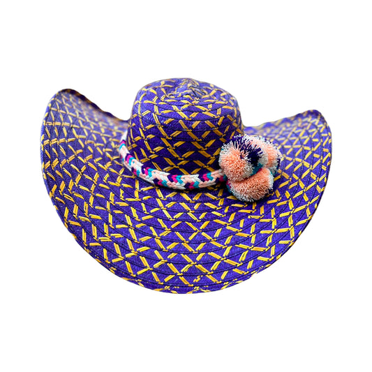 Sombrero Exclusivo con Pompones Morado