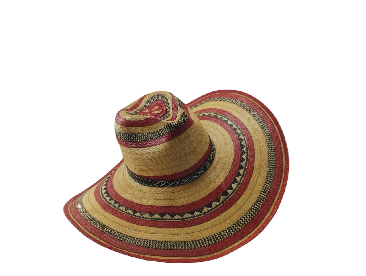 Sombrero 15 Fibras Hormado Beige Rojo