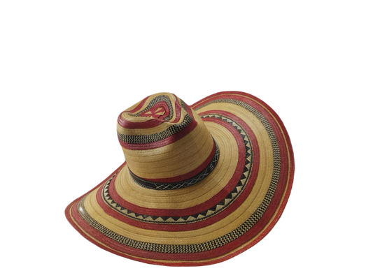 Sombrero 15 Fibras Hormado Beige Rojo