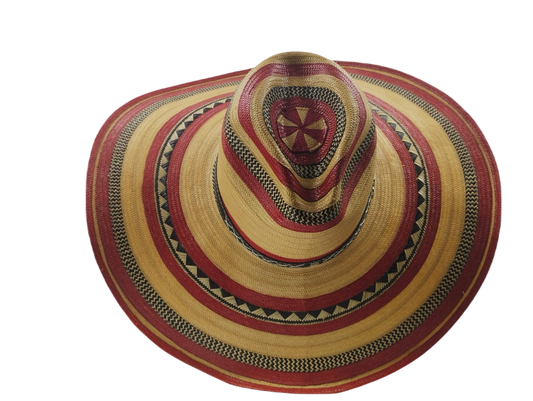 Sombrero 15 Fibras Hormado Beige Rojo