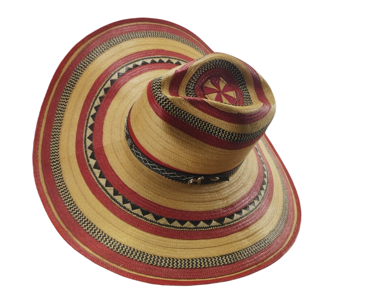 Sombrero 15 Fibras Hormado Beige Rojo