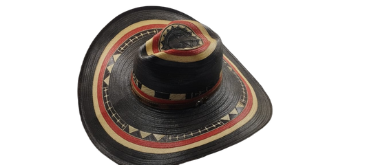 Sombrero 19 Fibras Hormado Negro Rojo