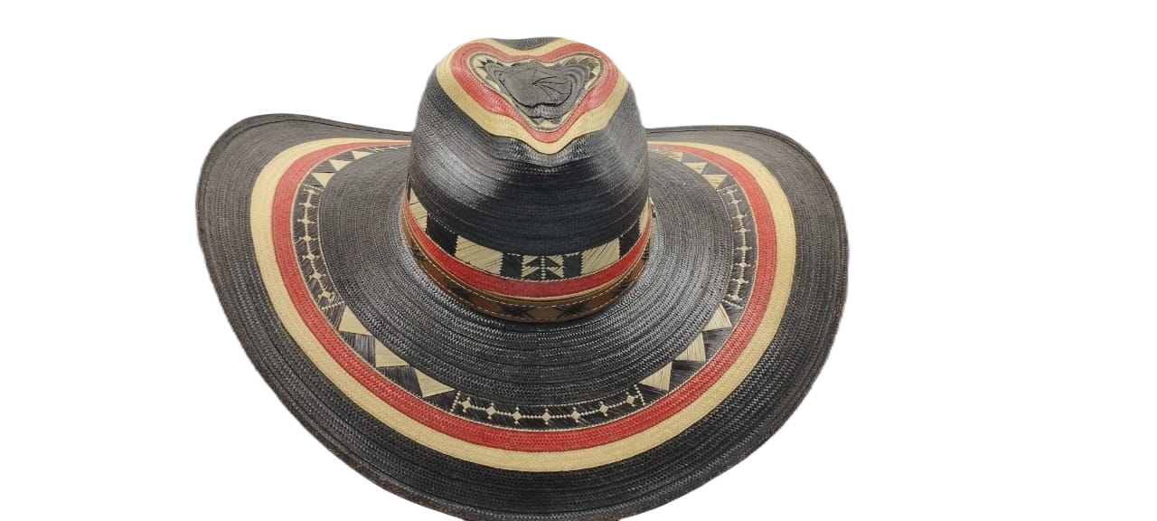 Sombrero 19 Fibras Hormado Negro Rojo