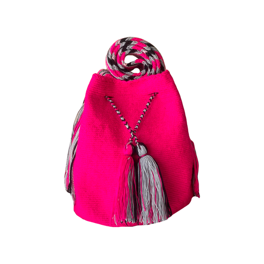 Mochila Wayuu Unicolor Exclusiva Fucsia