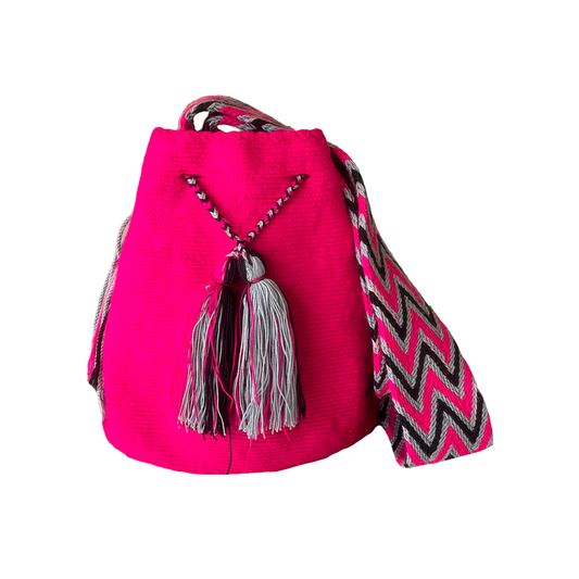 Mochila Wayuu Unicolor Exclusiva Fucsia