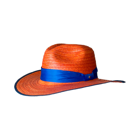 Sombrero Panameño Naranja Exclusivo Cinta Azul