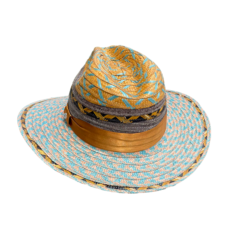 Sombrero Panameño Caña Flecha Diseño Dorado