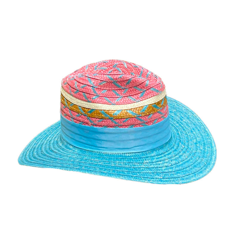 Sombrero Panameño Multicolor Diseño Ala Azul