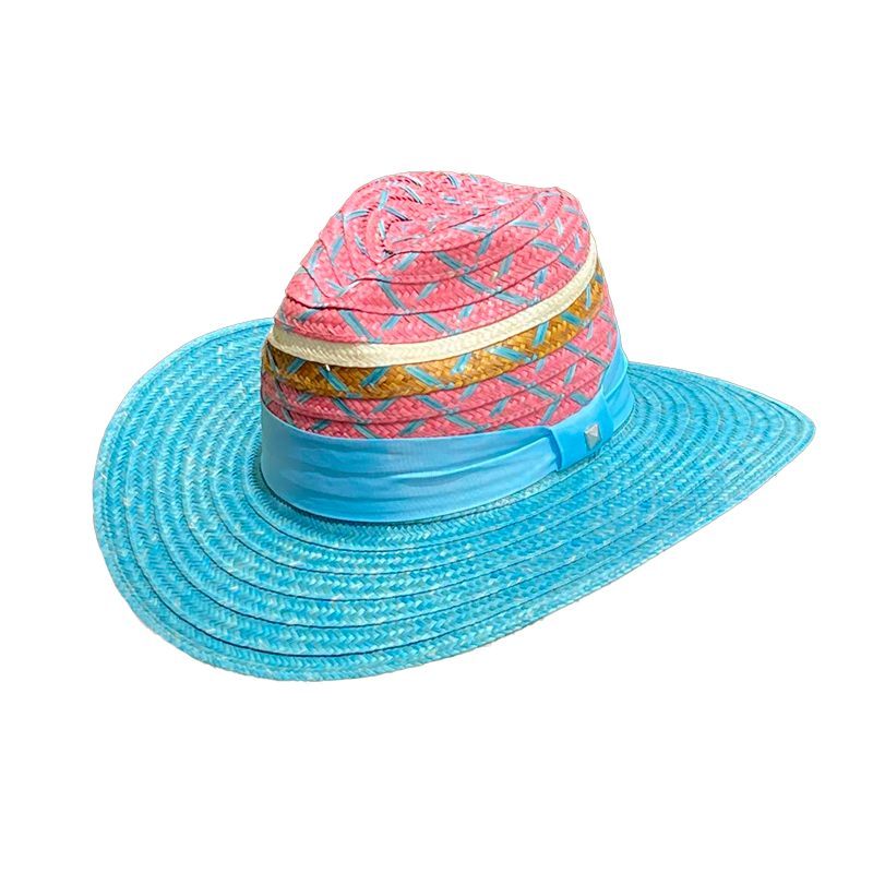 Sombrero Panameño Multicolor Diseño Ala Azul