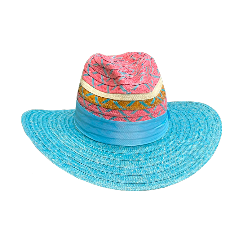 Sombrero Panameño Multicolor Diseño Ala Azul