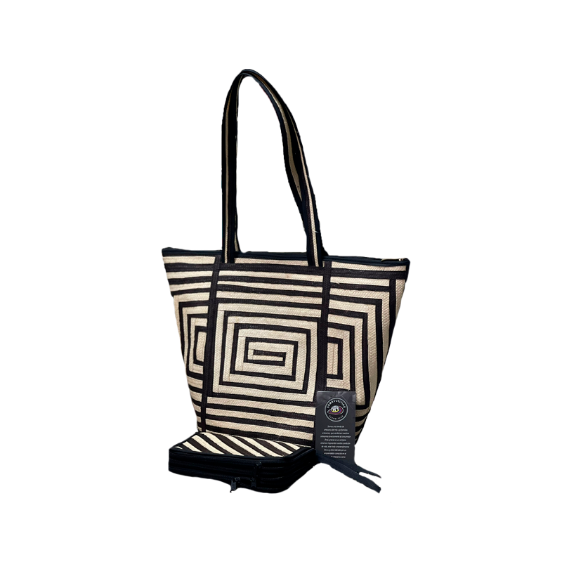 Set Bolso + Cartera Artesanal Diseño Espiral