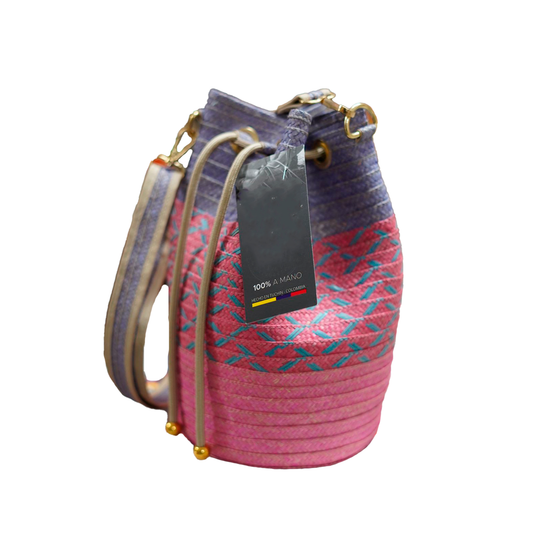 Mochila de Caña Flecha Exclusiva Rosada con Morado