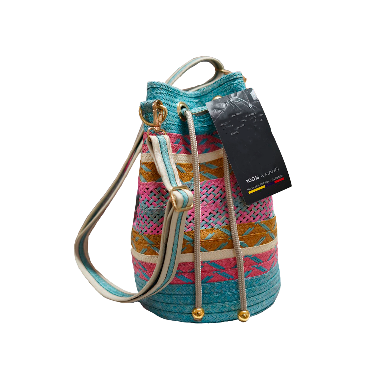 Mochila de Caña Flecha Exclusiva Azul Bondi con Tres Colores