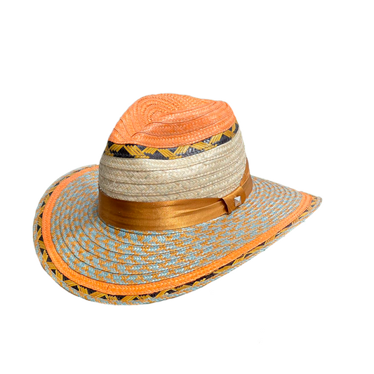 Sombrero Panameño Caña Flecha Diseño Naranja