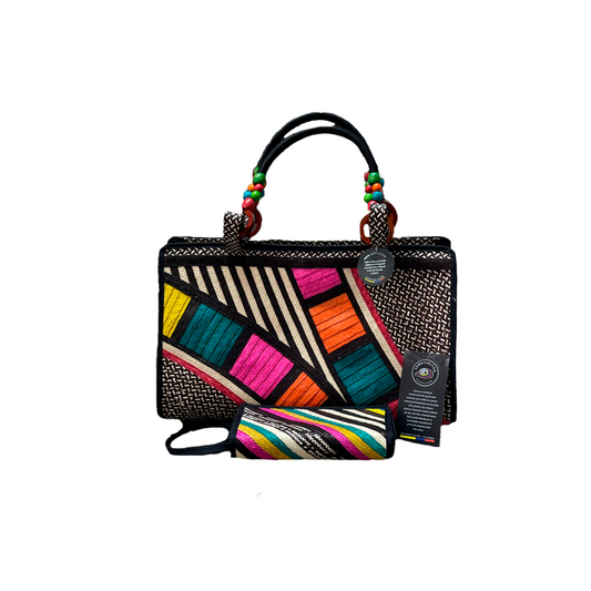 Set Bolso - Cartera Artesanal Multicolor Diseños